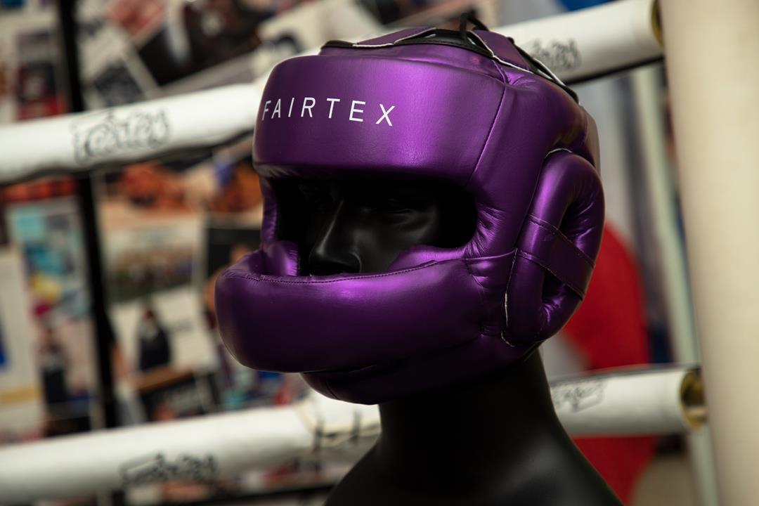 Kask Bokserski Sparingowy Fairtex HG17 z Ochroną Nosa Fioletowy XL 6/7
