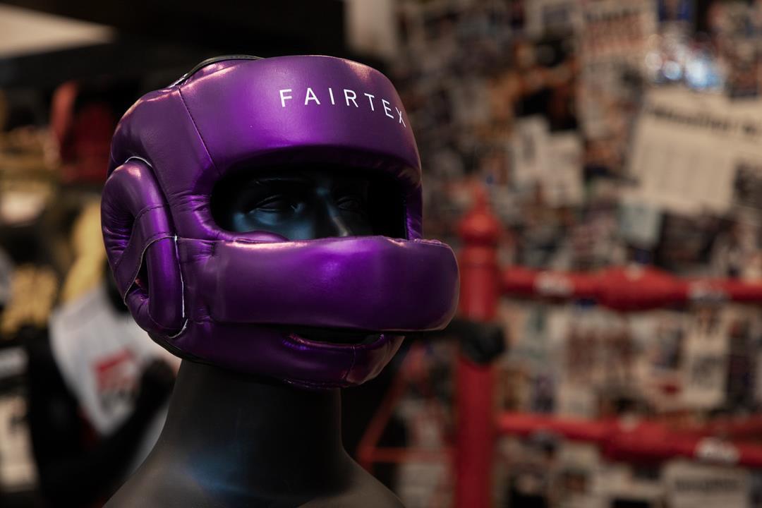 Kask Bokserski Sparingowy Fairtex HG17 z Ochroną Nosa Fioletowy XL 7/7