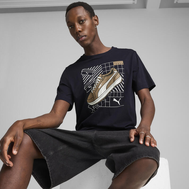 Tricou fitness bărbați Graphics Sneaker negru PUMA New Navy Blue