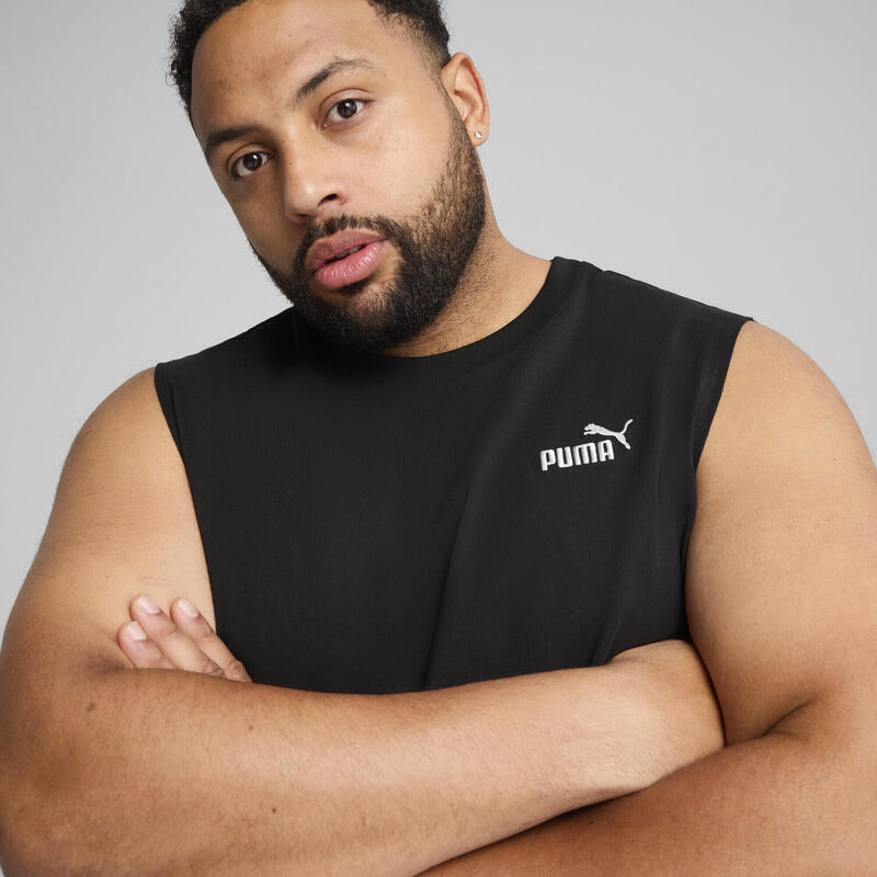 Tricou bărbați fără mâneci, Essentials No. 1 Logo, gri PUMA