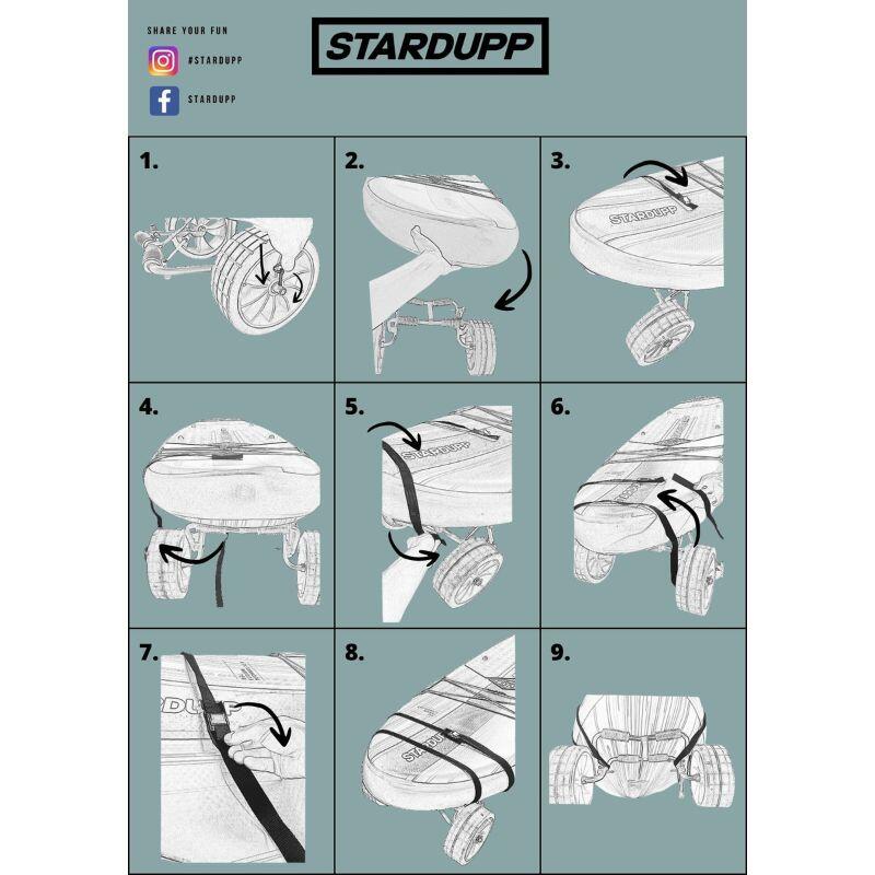 SUP Trolley Stardupp pliable 60 cm noir, 2 roues tout-terrain 4/4