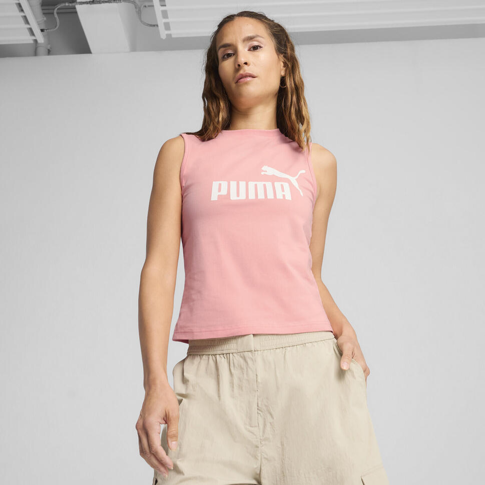 Damska wąska koszulka bez rękawów z logo No. 1 ESS PUMA Pink Fruit