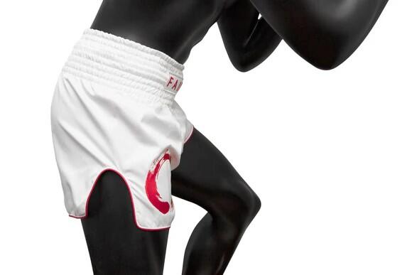 Spodenki Muay Thai ENSO Fairtex BS1918 Białe/Czerwone M 5/6