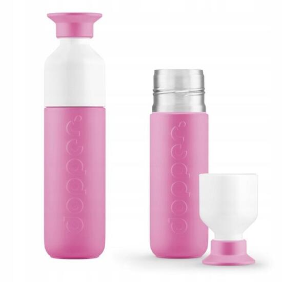 Butelka termiczna Dopper Pelican Pink 580 ml z kubkiem termos ekologiczna