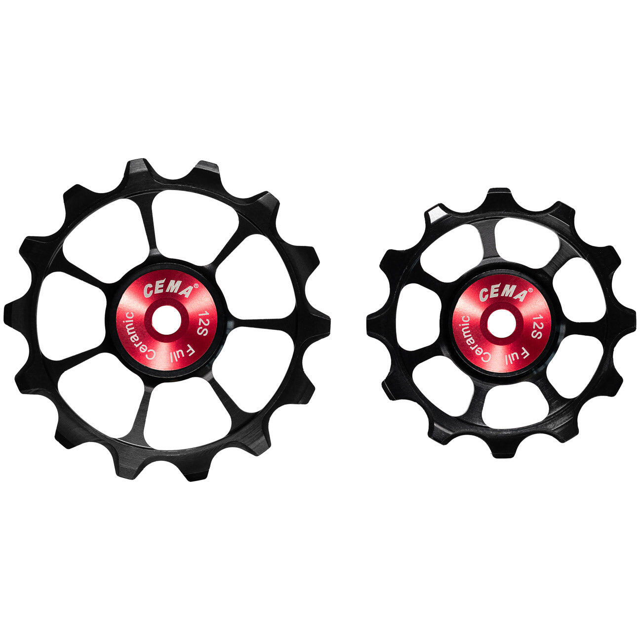 Cema Set roți ghidaj 12-14t pentru SRAM AXS 12V, aluminiu 7075, black-red.