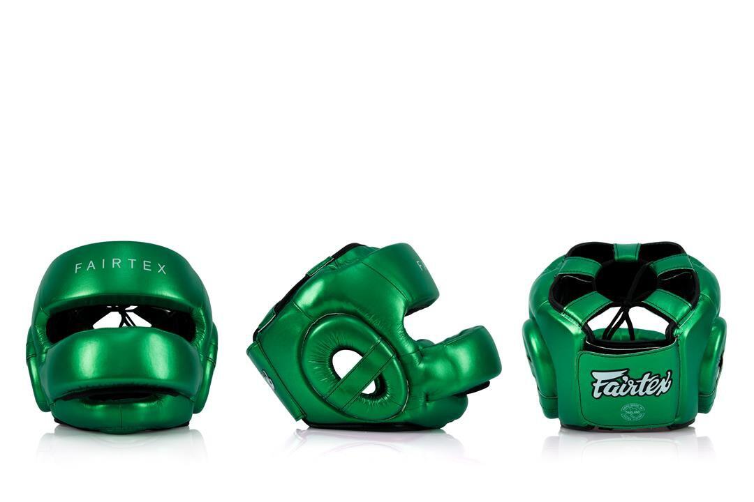 Kask Bokserski Sparingowy Fairtex HG17 z Ochroną Nosa Zielony L 5/7
