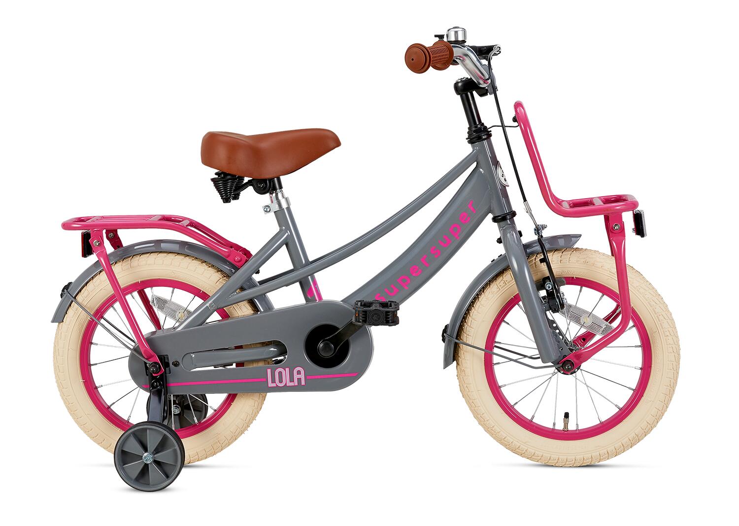 SUPERSUPER SuperSuper Lola Kinderfiets - Meisjes - 14 inch - Grijs / Roze