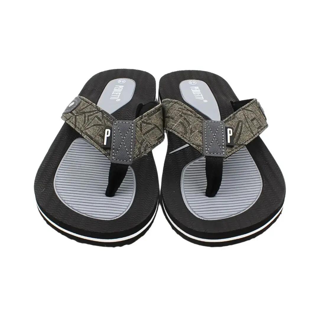 Șlapi flip-flop bărbați, Perletti, negru cu gri, 44 EU 2/4