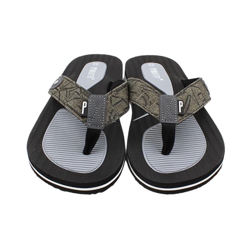 Șlapi flip-flop bărbați, Perletti, negru cu gri, 44 EU