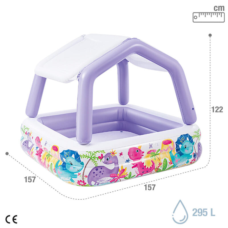 Piscina infantil inflável INTEX com toldo removível - 157x157x122 cm - 295 l