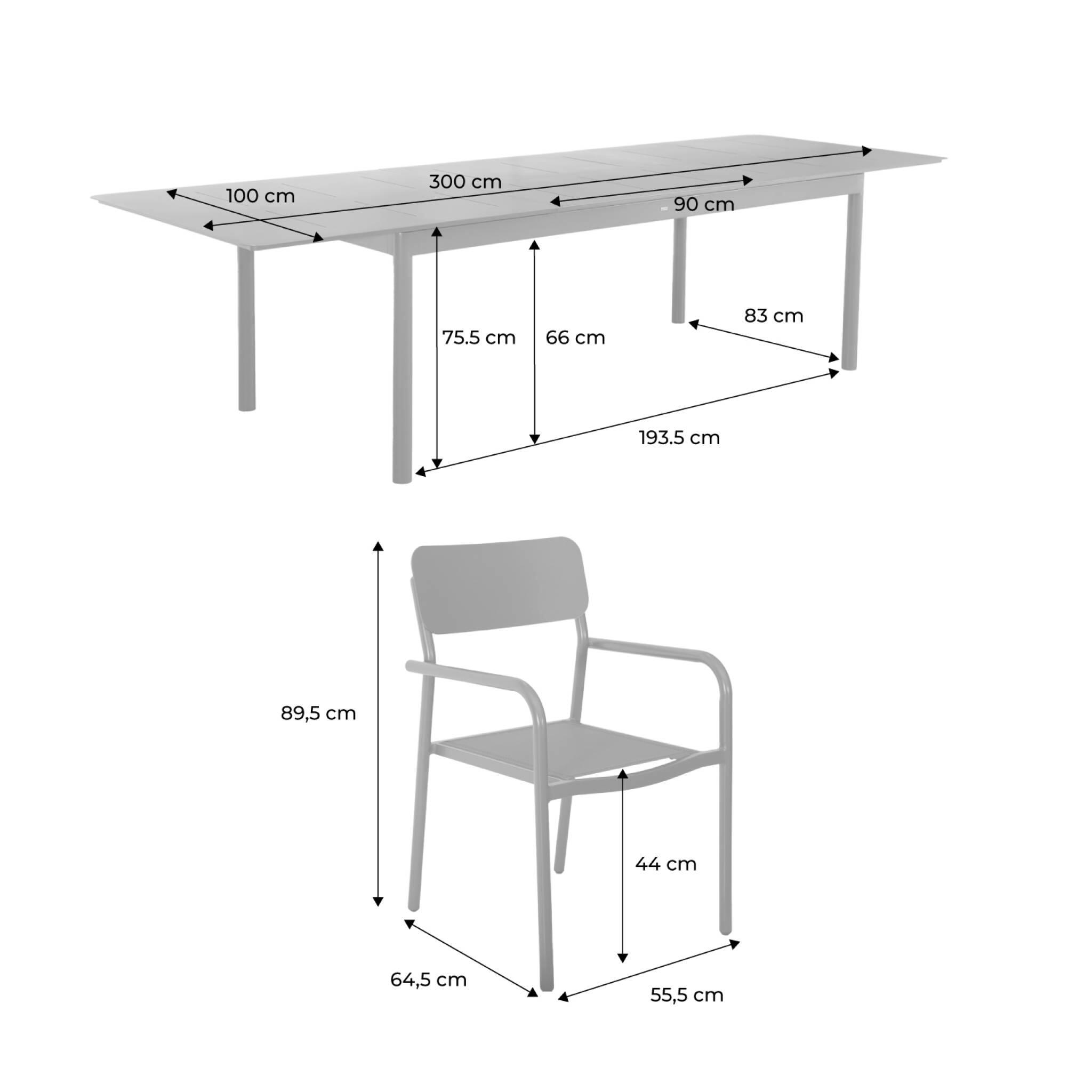Mesa de jardín extensible de aluminio 8 sillas, Antracita 4/6