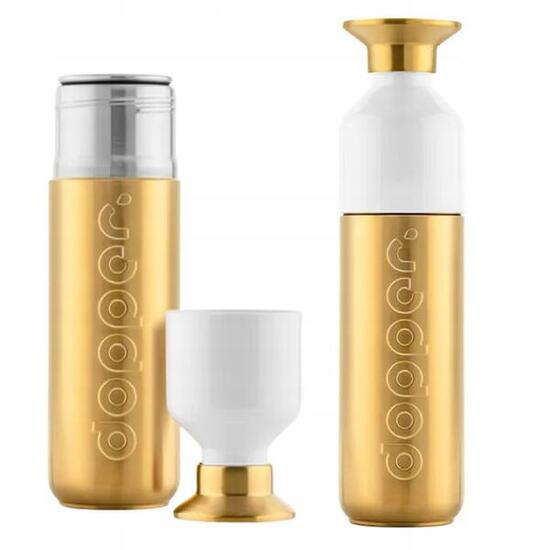 Ekologiczna butelka metalowa Dopper Steel Gold 800 ml z kubkiem termos