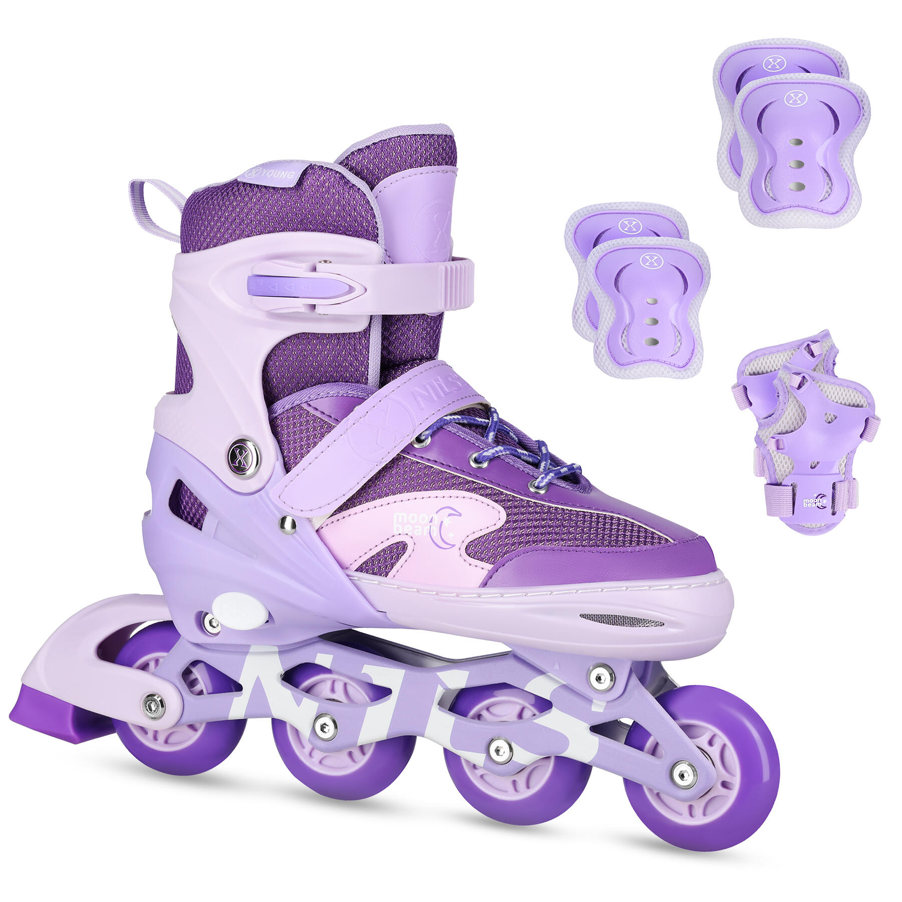 Nils Extreme - Patins À Roulettes Et Protections Moonbeam Na0189 Nils - Rollers En Ligne - Rose|violet - 39/42 - Decathlon