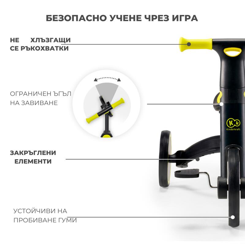 Tricicletă Kinderkraft 4trike 3in1, Galben