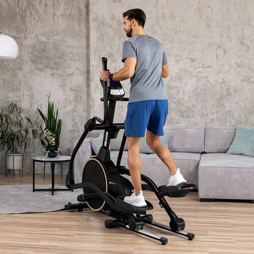 Vélo elliptique électromagnétique connecté, Hop-Sport HS-250CF Jucon, Noir 3/7