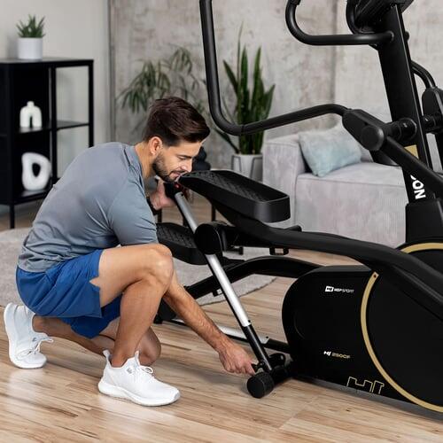 Vélo elliptique électromagnétique connecté, Hop-Sport HS-250CF Jucon, Noir 6/7
