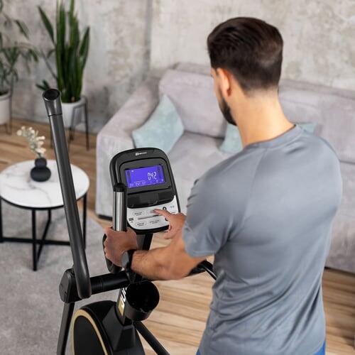 Vélo elliptique électromagnétique connecté, Hop-Sport HS-250CF Jucon, Noir 4/7