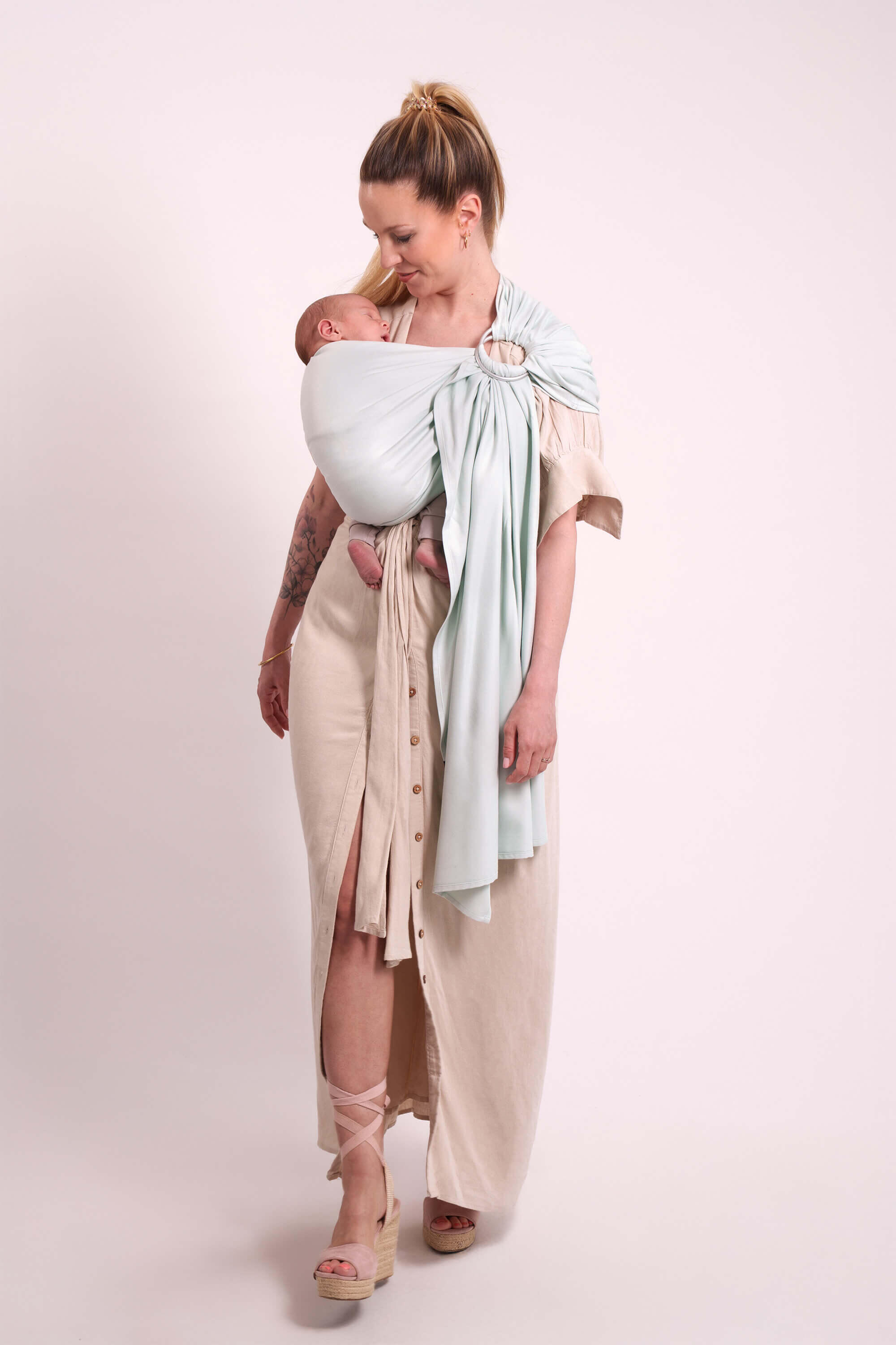 Sling Echarpe Tissée Sans Nœud - Azur Clair 3/5