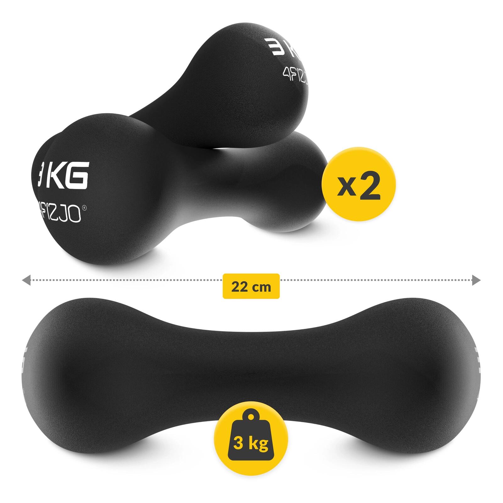 Coppia manubri fitness palestra ghisa antiscivolo forza 8-SHAPE 4FIZJO 2/6