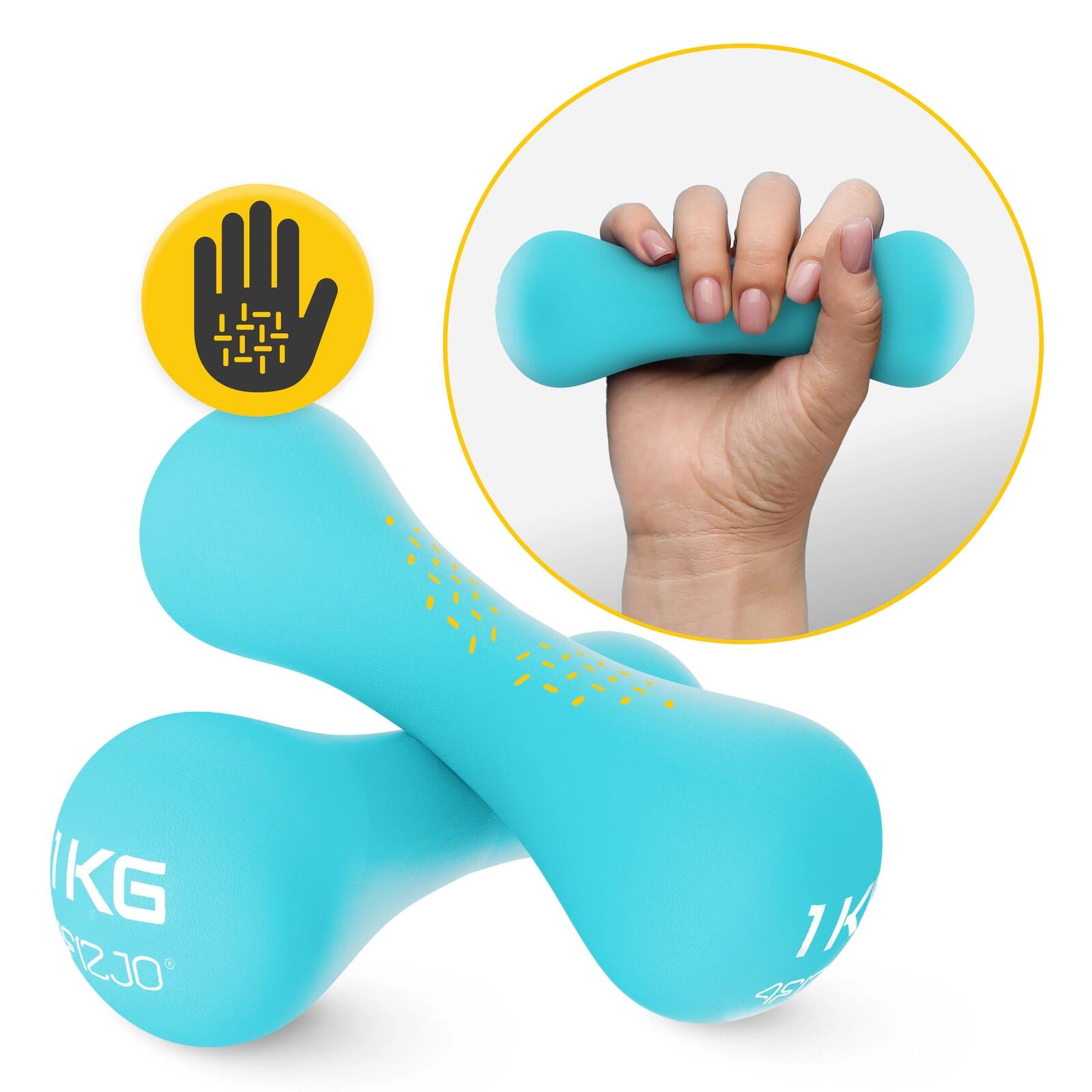 Coppia manubri fitness palestra ghisa antiscivolo forza 8-SHAPE 4FIZJO 4/6