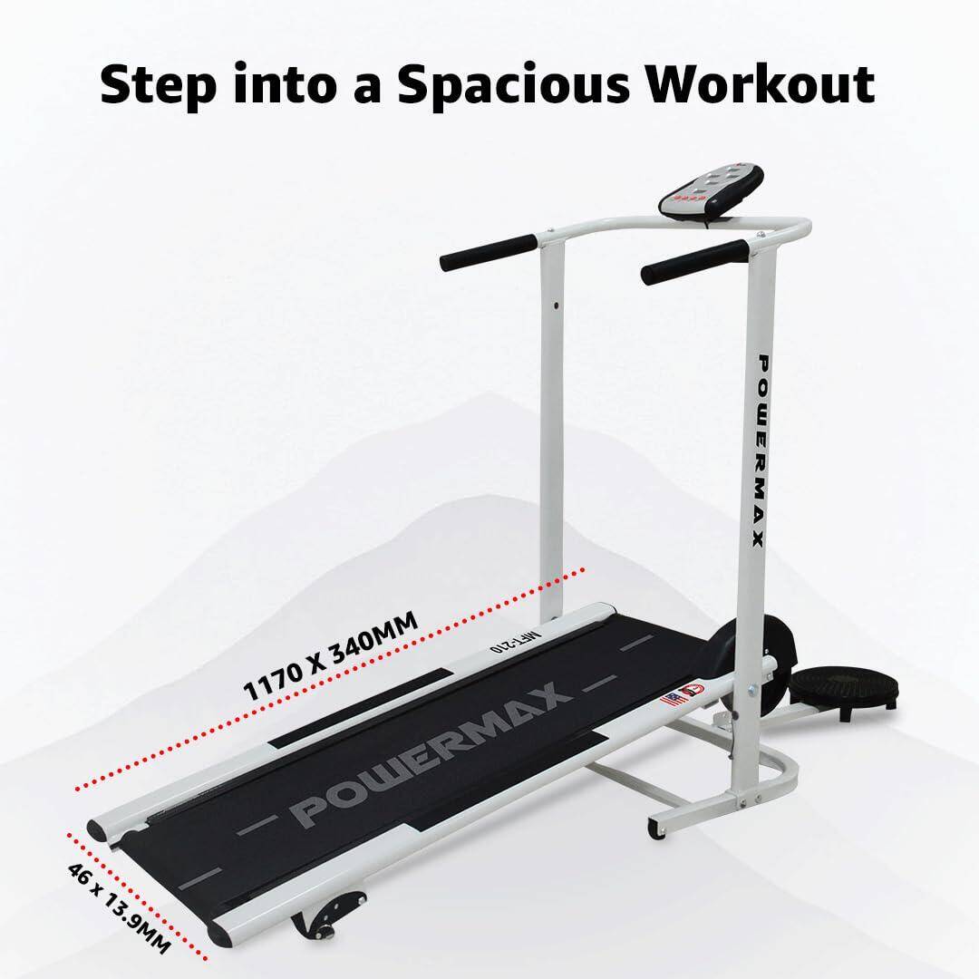 PowerMax Fitness Mft-210 Non-Electric 2 in 1 Manual Treadmill for Home Use with Twister,3-Level Incline,Vertical Foldable Exerci -  2