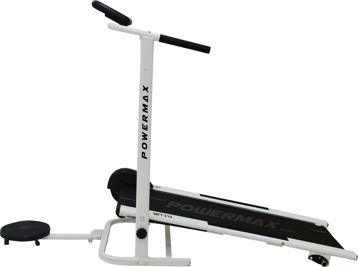 PowerMax Fitness Mft-210 Non-Electric 2 in 1 Manual Treadmill for Home Use with Twister,3-Level Incline,Vertical Foldable Exerci -  5