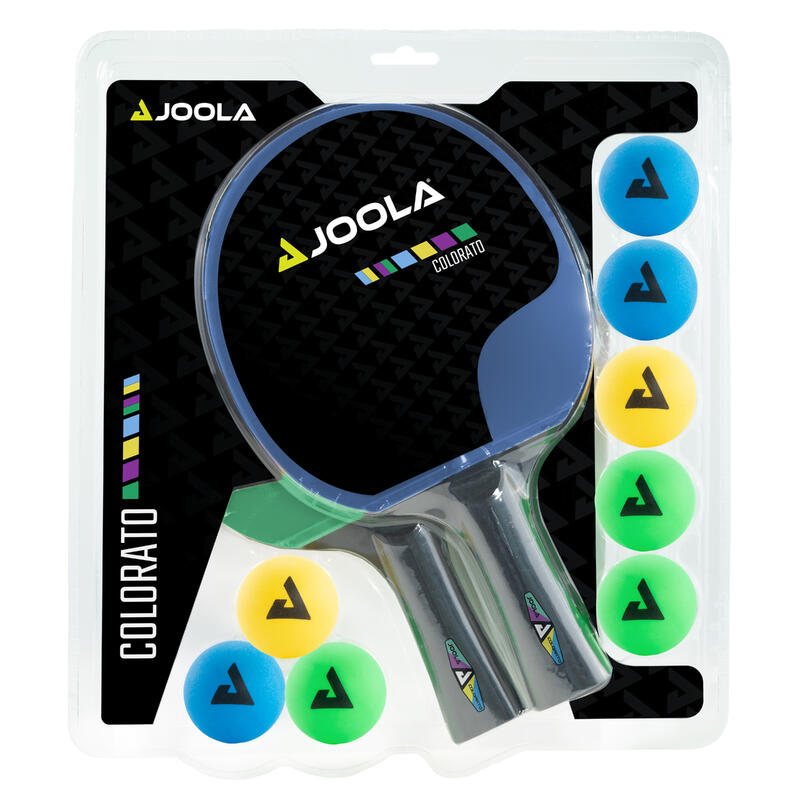 Set de 2 raquettes colorato et 8 balles multicouleur 40+