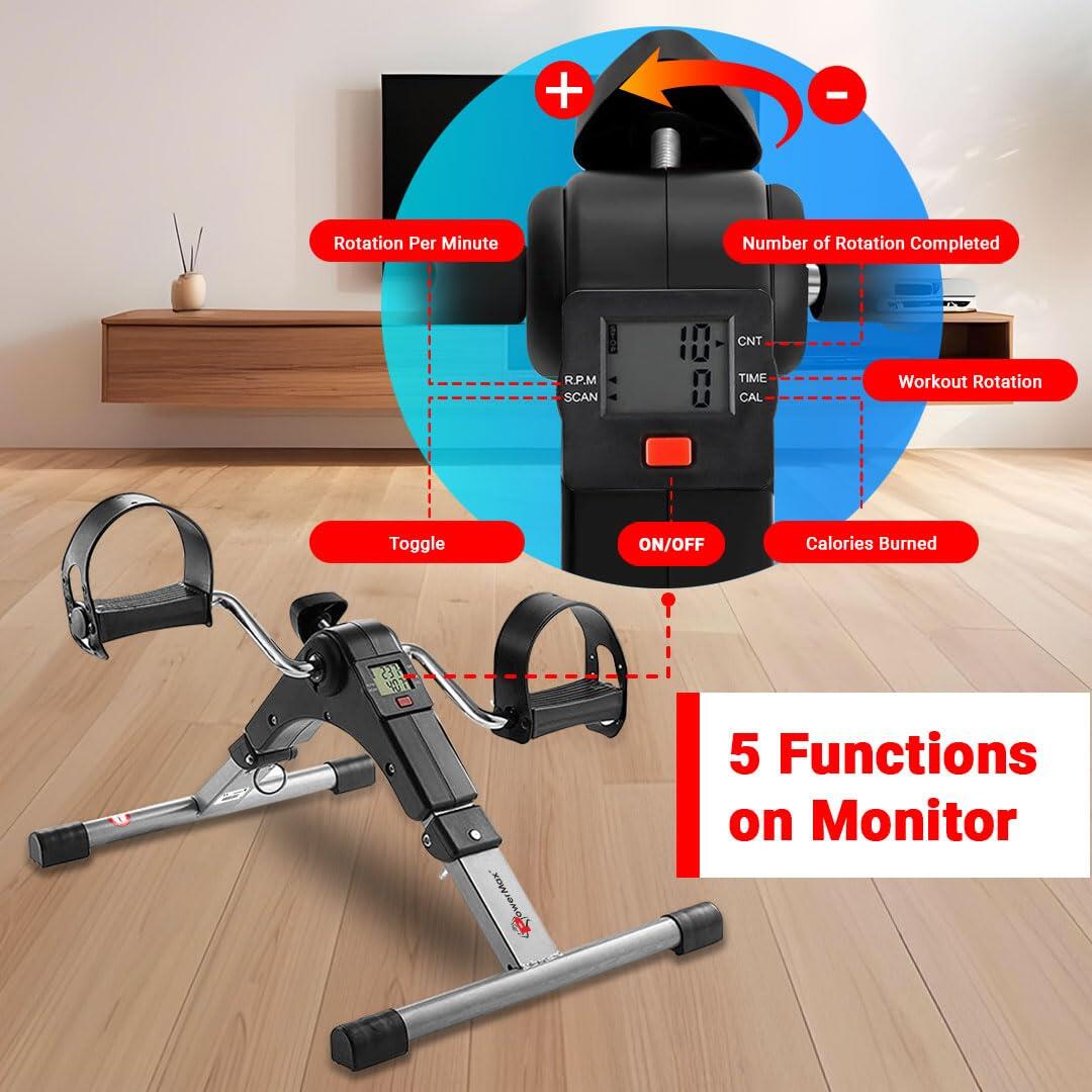 PowerMax Fitness BS-MINI Mini Cycle | Adjustable Resistance | Digital Display