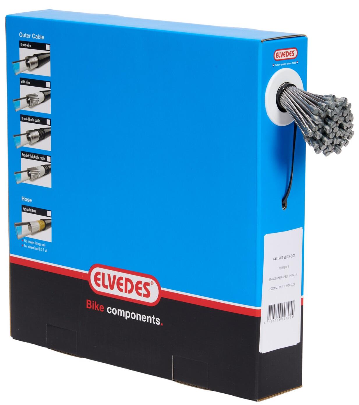 ELVEDES Cavi freno 1x19 fili inossidabile Slick Ø1,5mm testa a V Ø5,5x10 Elvedes (x100)