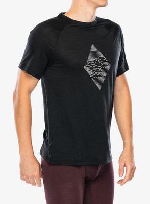 Odlo t-shirt crew neck s/s merino tencel 130 peaks sportshirt zwart melange l