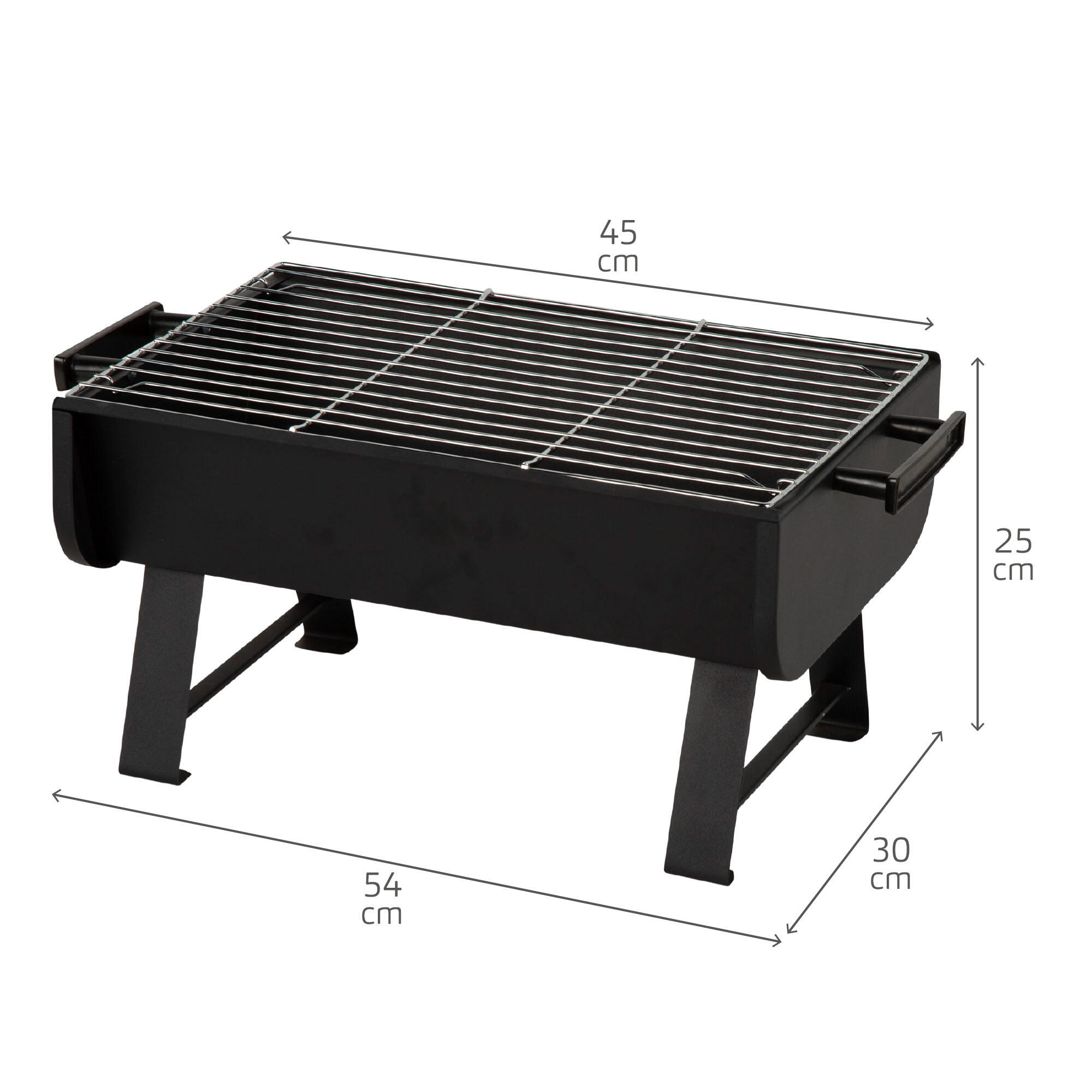 Aktive Barbecue portable au charbon de bois en acier 45x30x25 cm avec poignées 4/7