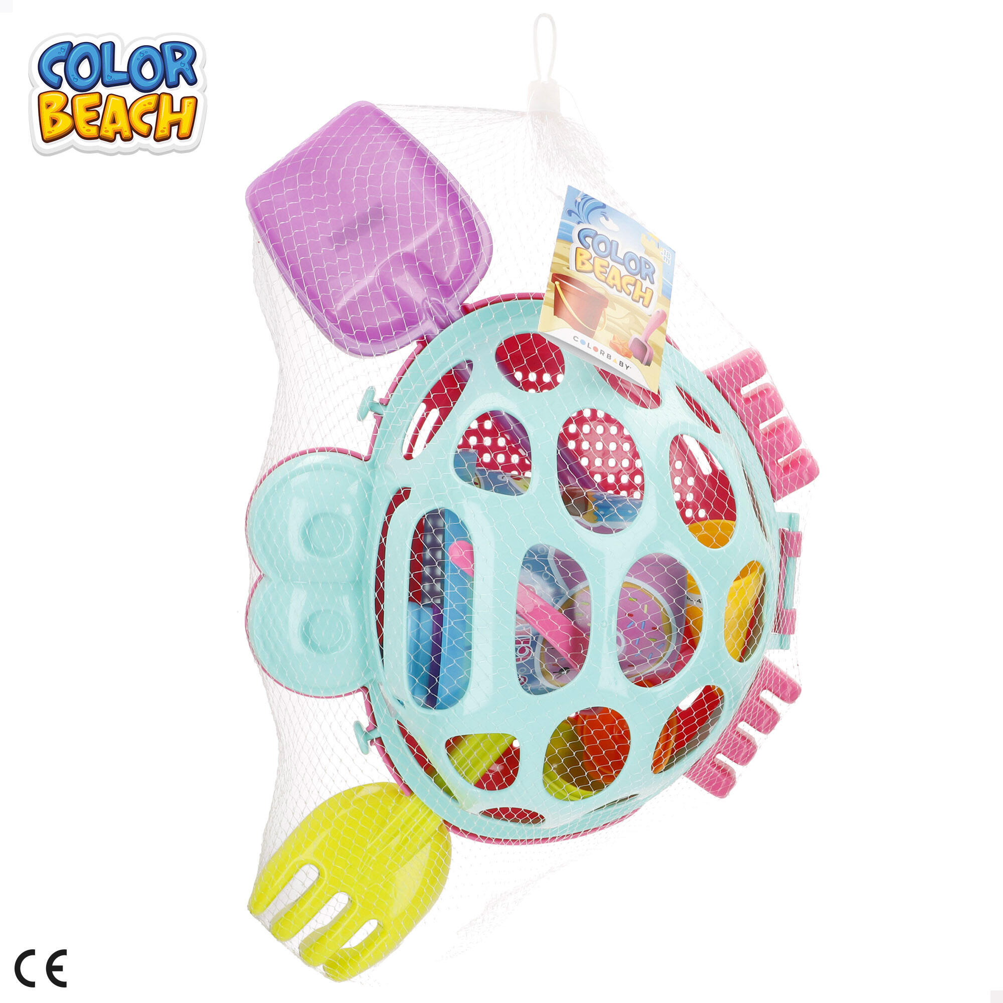Set playa Cangrejo cubo con palas y moldes de Color Beach 7/7