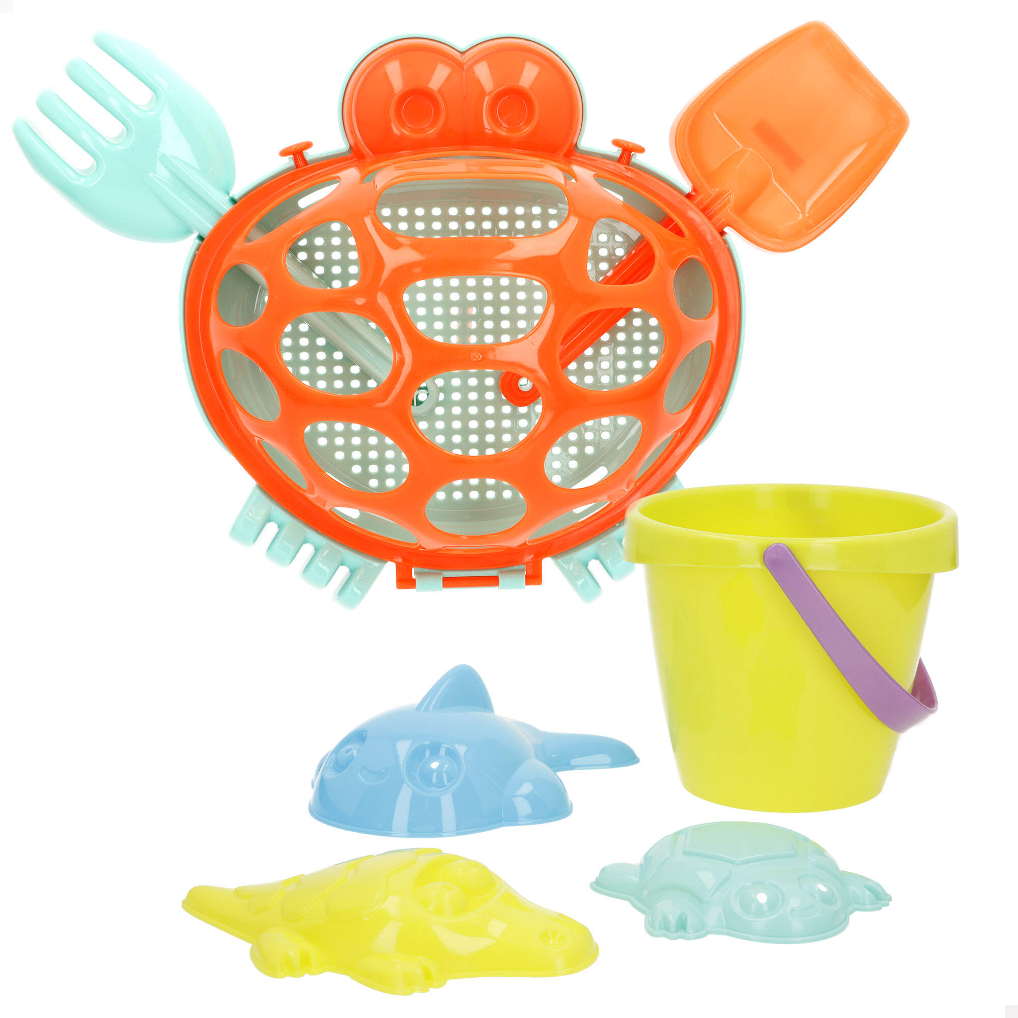 Conjunto de praia cubo com pás e acessórios cor de praia