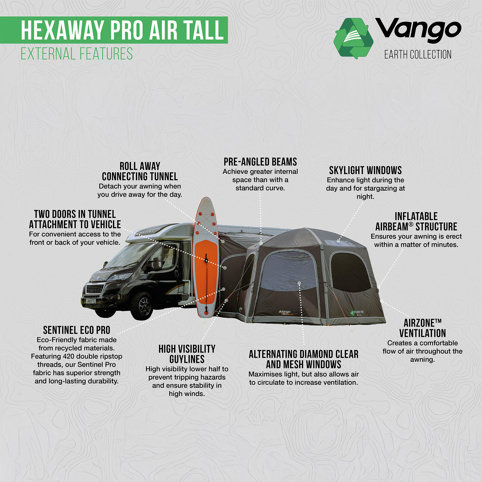Bus Vorzelt Busvorzelt HexAway Pro Air Tall Airbeam Luftzelt Aufblasbar 3/7