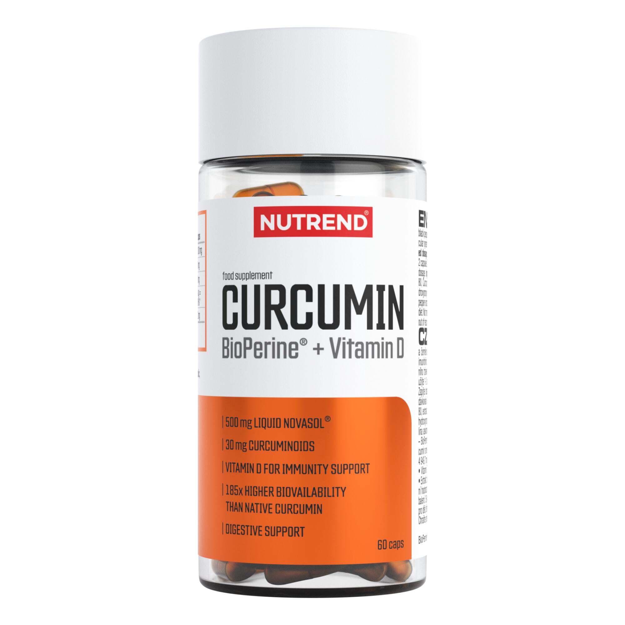 NUTREND Podpora detoxikace a imunity CURCUMIN + BIOPERINE + VITAMIN D, 60 kapslí