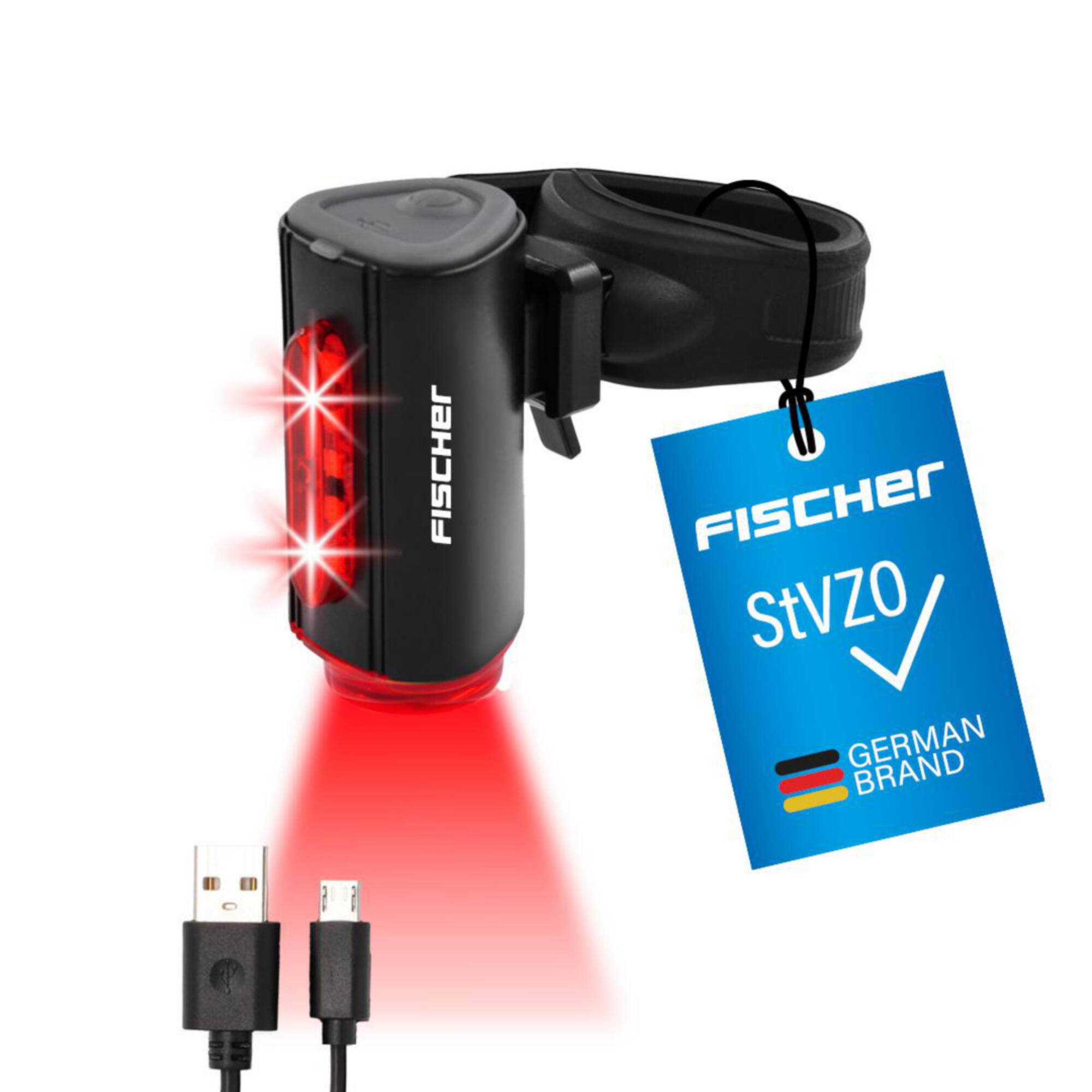 Lumière arrière de vélo Fischer TWIN visibilité 360° 2/5