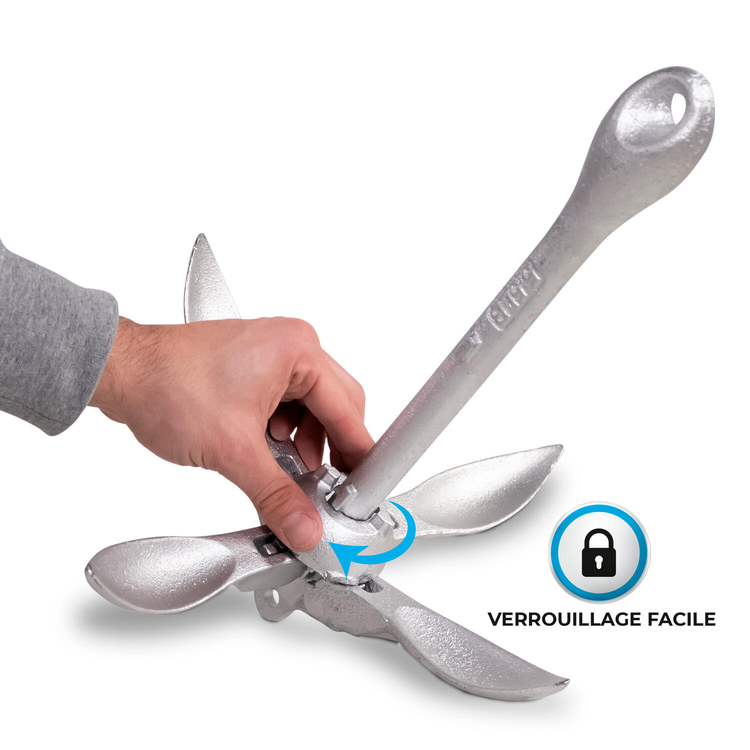 Ancla plegable de 4 brazos con cuerda de 15 m para paddle, kayaks, botes 4/5