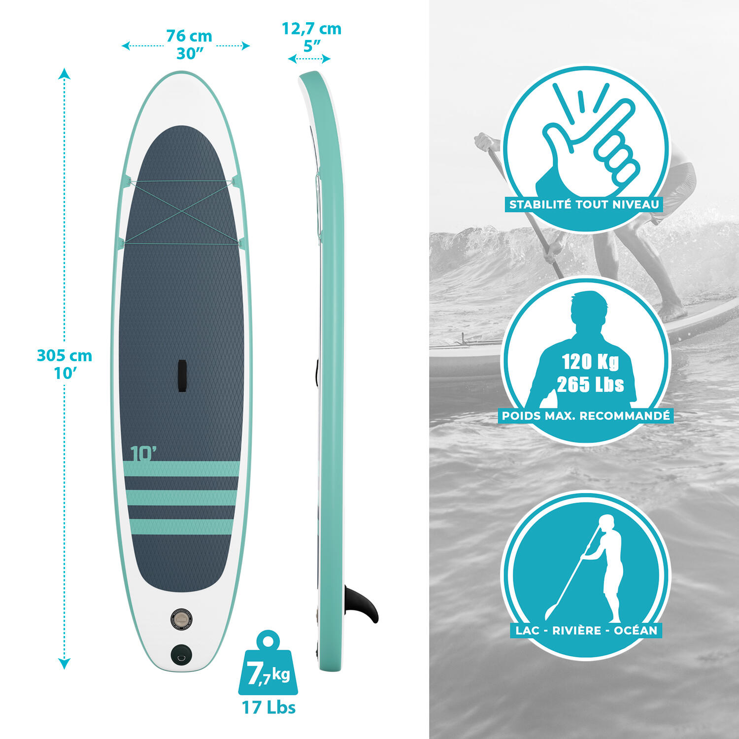 Paddle Hinchable KAHIKO 10' (305 x 76 x 13 cm) pack completo 3/6