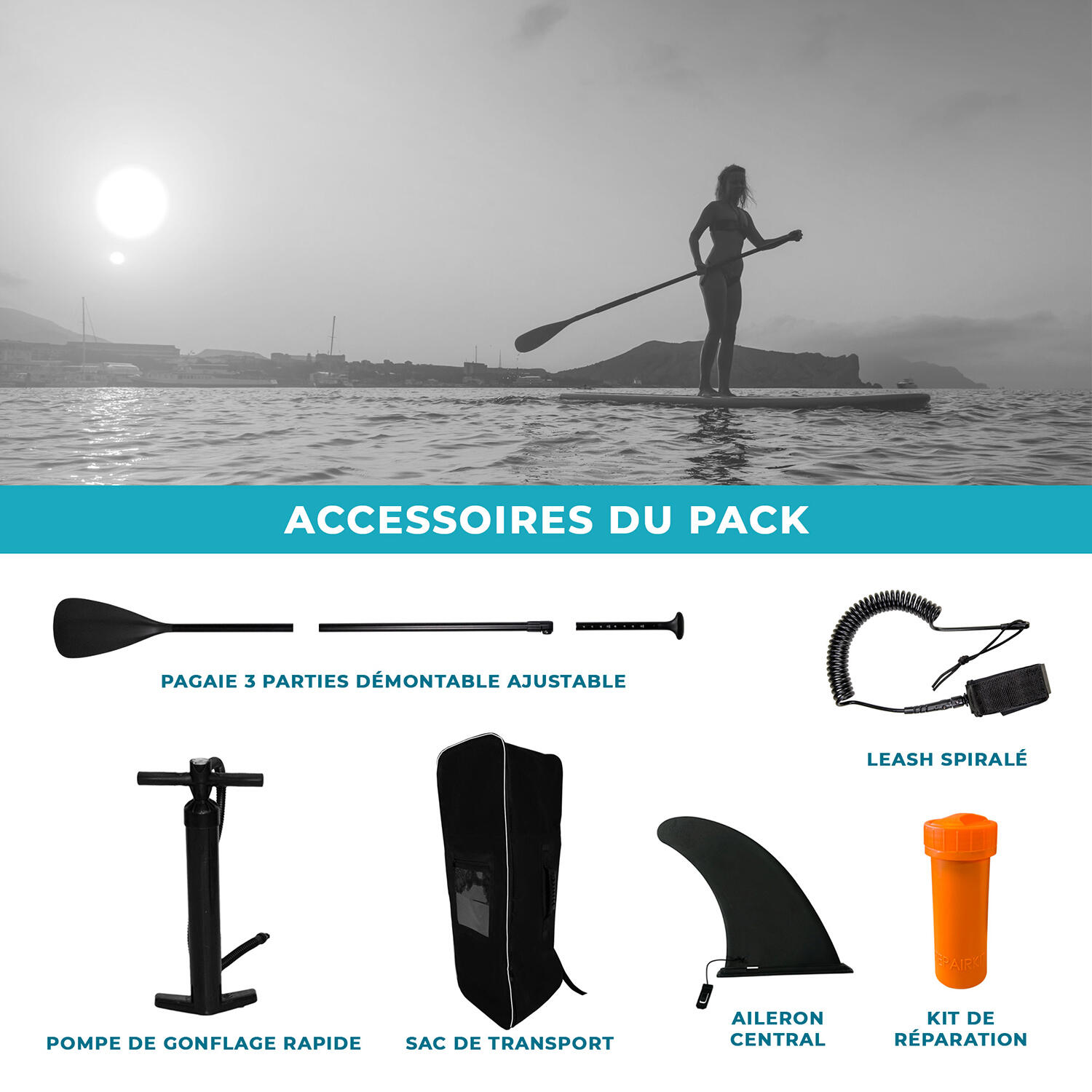 Paddle Hinchable KAHIKO 10' (305 x 76 x 13 cm) pack completo 5/6