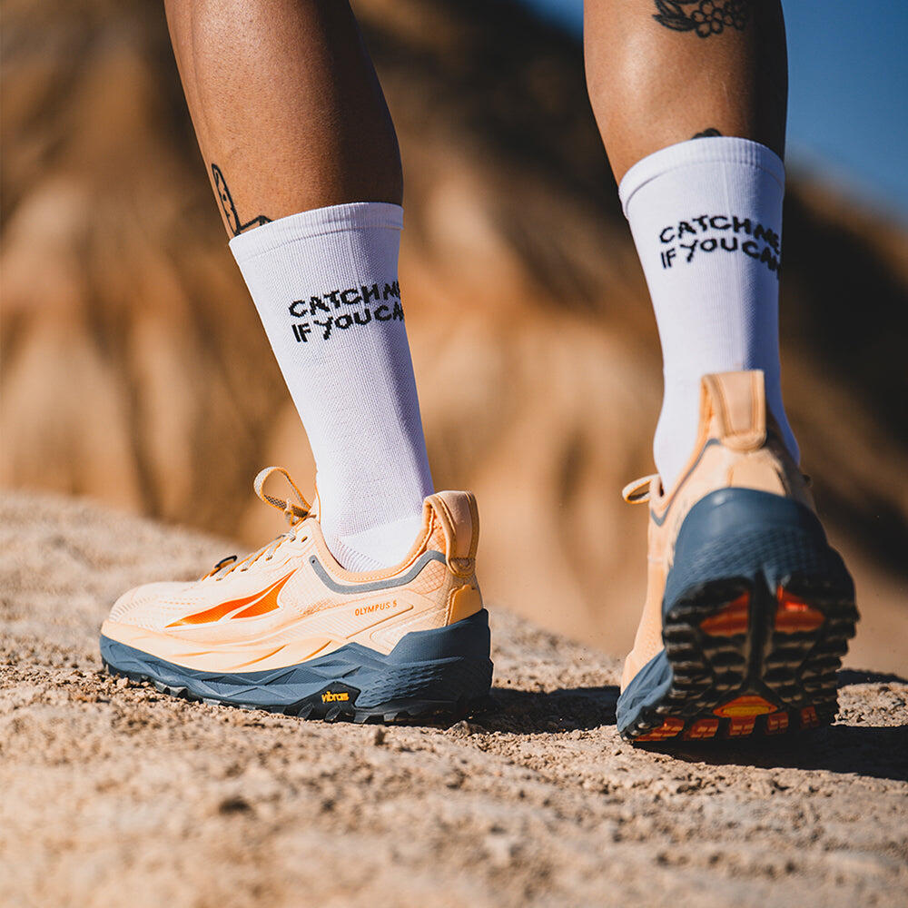 Calcetin running  unisex Catch Me, tricotado color Blanco 3/4