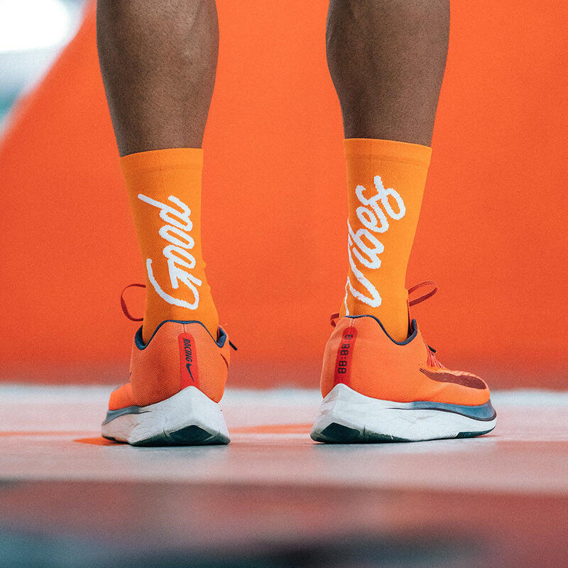 Chaussette de course unisexe Good Vibes, orange tricotée