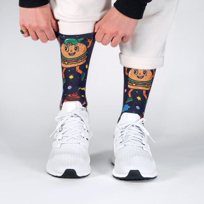 Chaussette de course unisexe Good Vibes, tricot jaune 3/5
