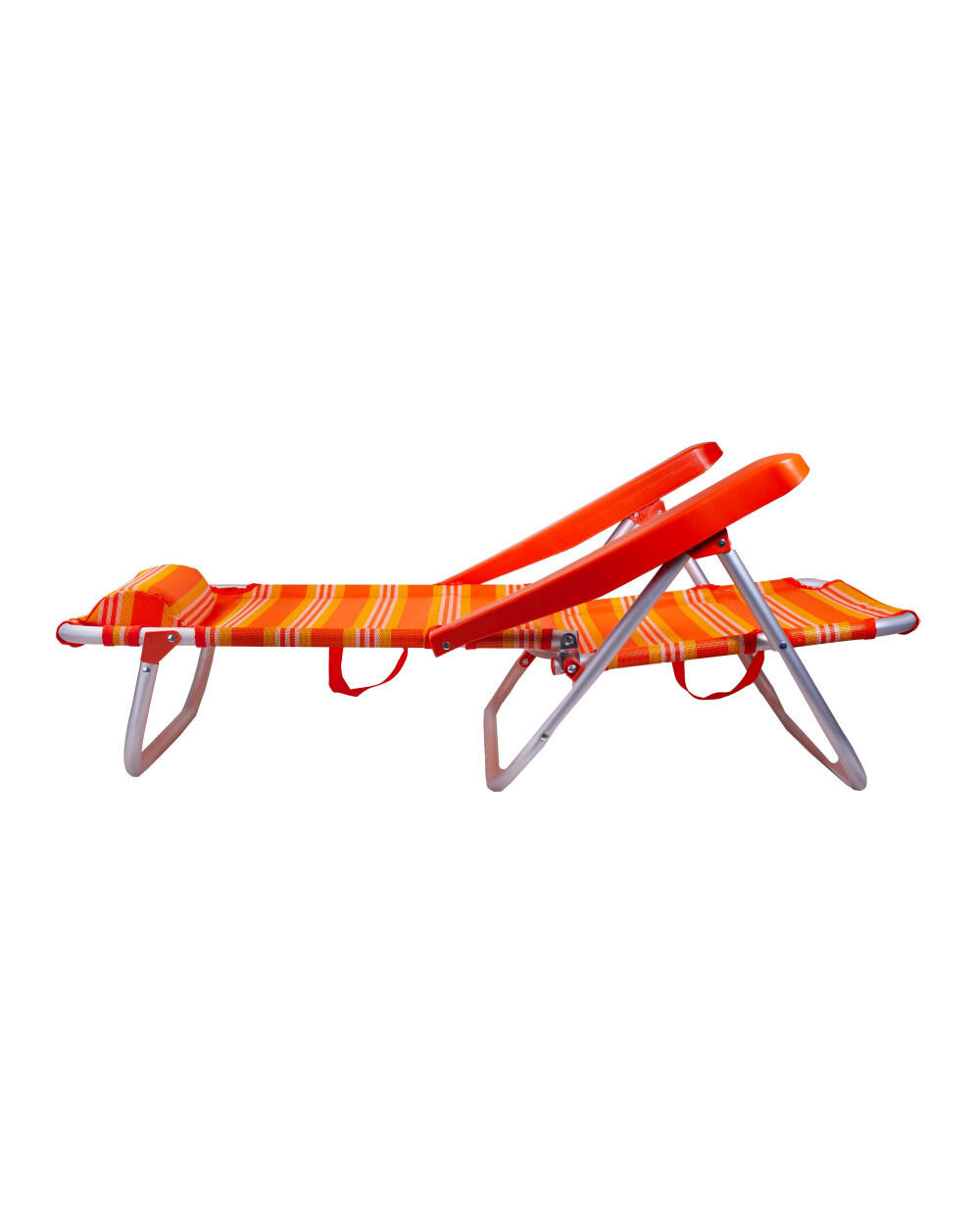 CHAISE INCLINABLE CLASSIQUE - RAYURES ORANGE 2/7