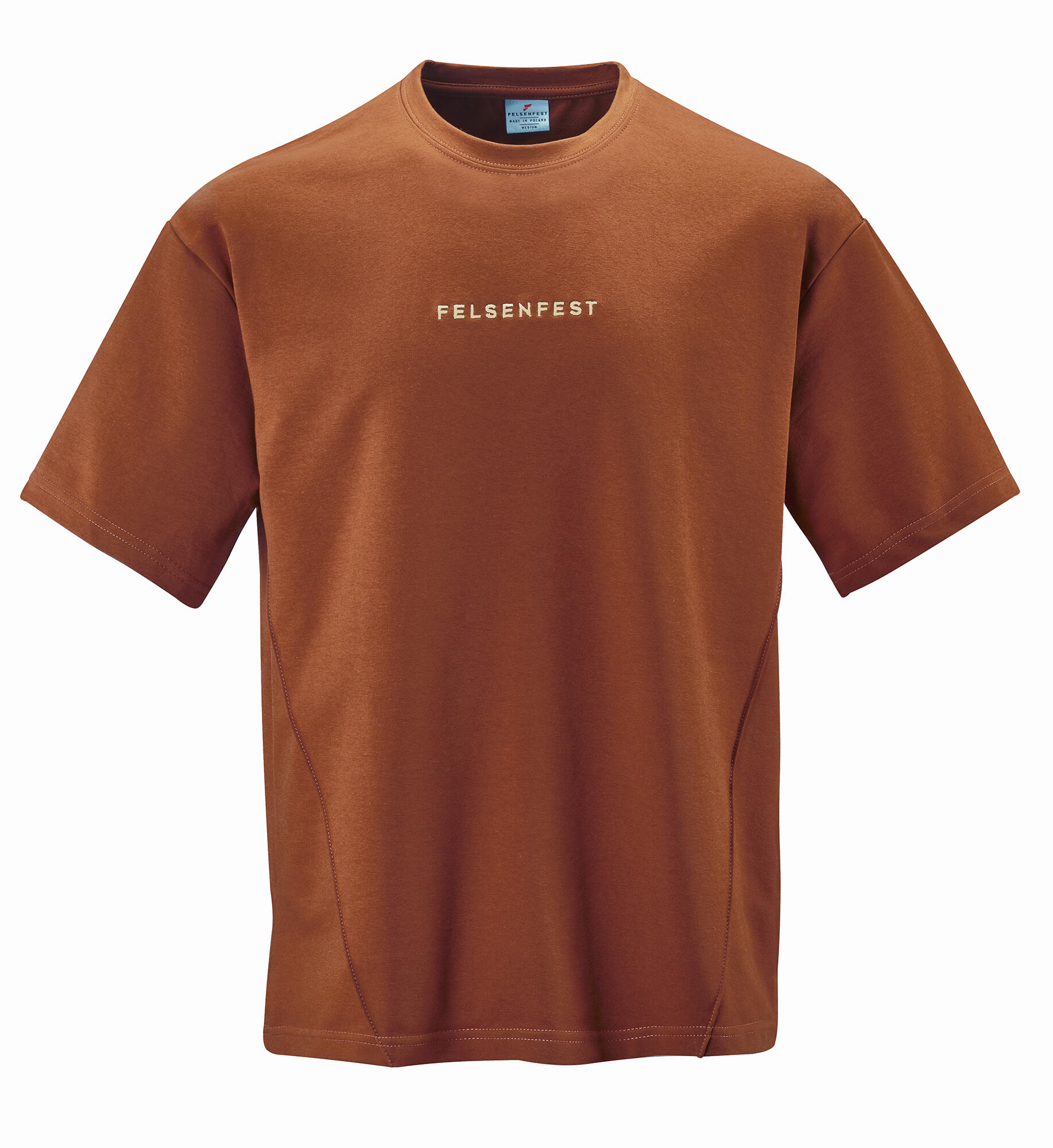 FELSENFEST Oversized Boulder-Shirt Volumes Kastanienbraun