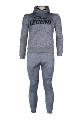 Joggingpak met hoodie kids/volwassenen grijs slimfit polyester