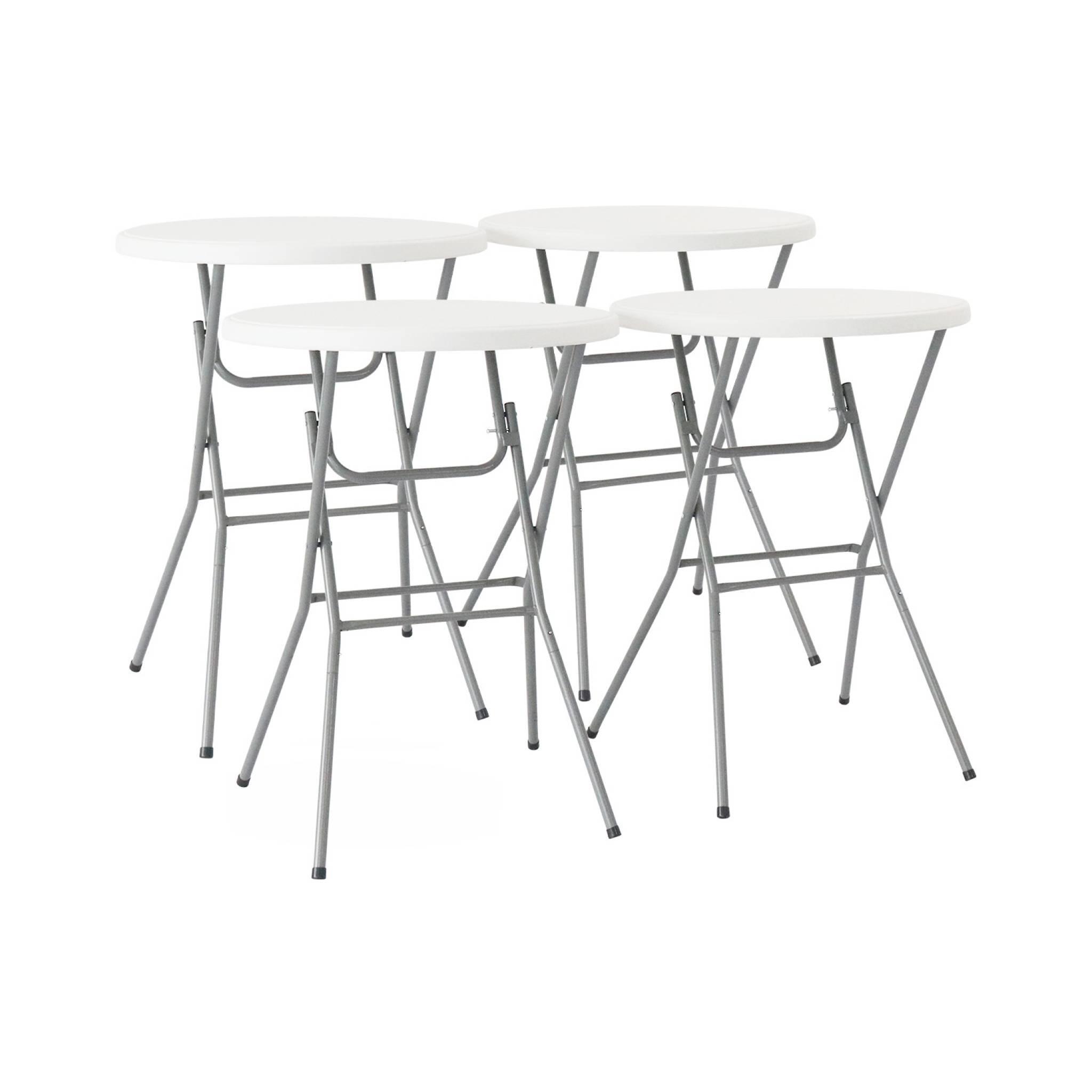 Mesas de recepção, mesas altas dobráveis de aço, set de 4, branco