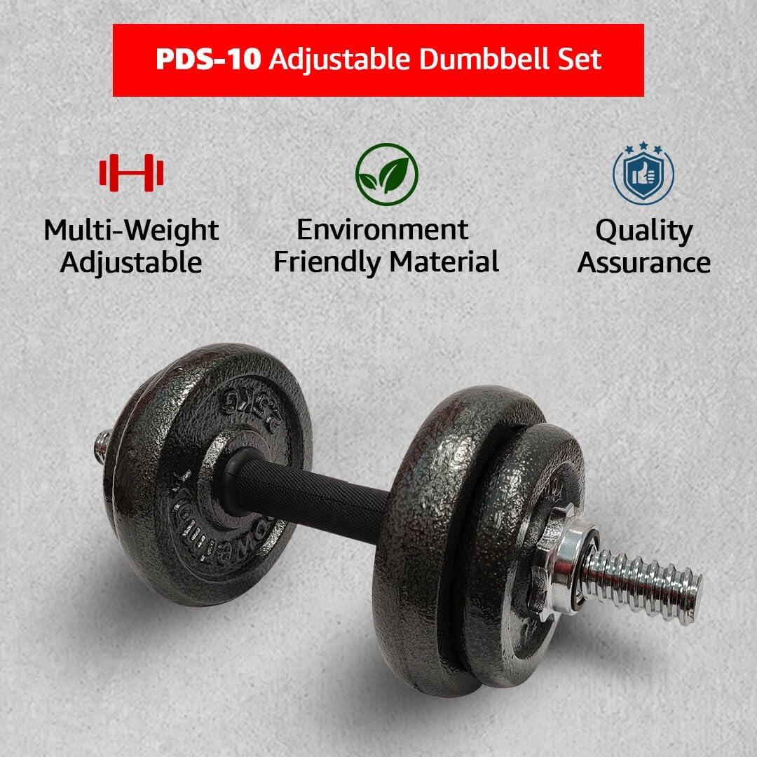 PDS-10 Adjustable Iron Dumbbell with Carry case by PowerMax Fitness
