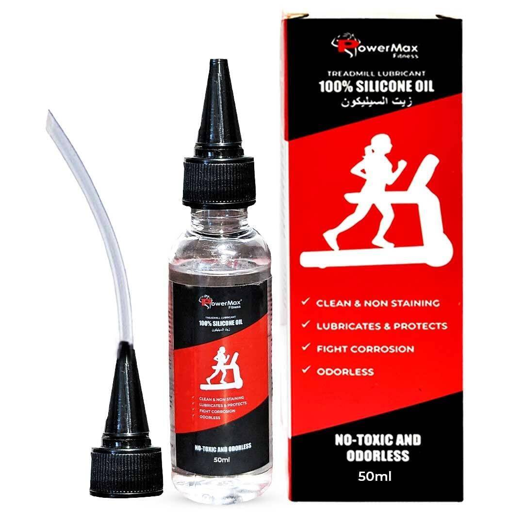 PowerMax Fitness Multi-Purpose PMS-50 (50ml Silicone Oil Bottle) 100% Pure Silicone Treadmill Lubricant, Full Belt Width Lubrication, No Odor & No Propellants, Nozzle Cap for Easy Application, white -  1
