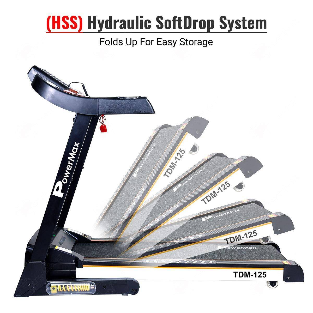 PowerMax Fitness TDA-125 SERIES (4.0HP Peak) Motorized Foldable, Electric Treadmill?LCD Display _PIPE_ BMI _PIPE_ Spring Resista -  4