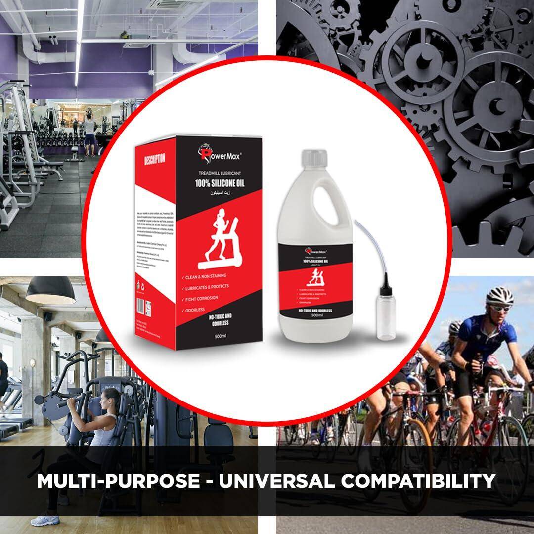 PowerMax Fitness® PMS-500 Multi-Purpose 100% Pure Silicone Treadmill Lubricant, Full Belt Width Lubrication, No Odor & No Propellants, Nozzle Cap for Easy Application for All Treadmills -  4